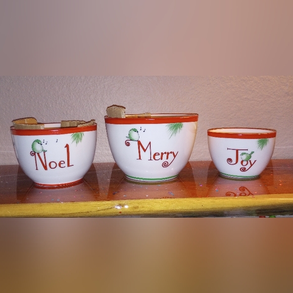 Christmas Bowls Merry Noel Joy 3 sizes - Picture 3 of 9